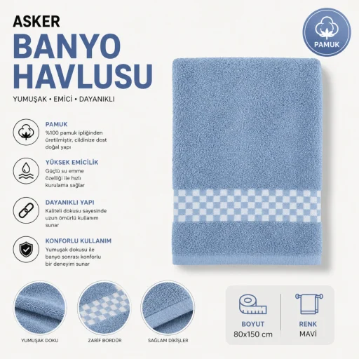 Asker Banyo Havlusu (75×135)