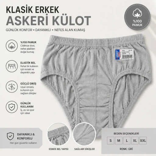 Asker Külot (Gri) — Pamuklu Klasik