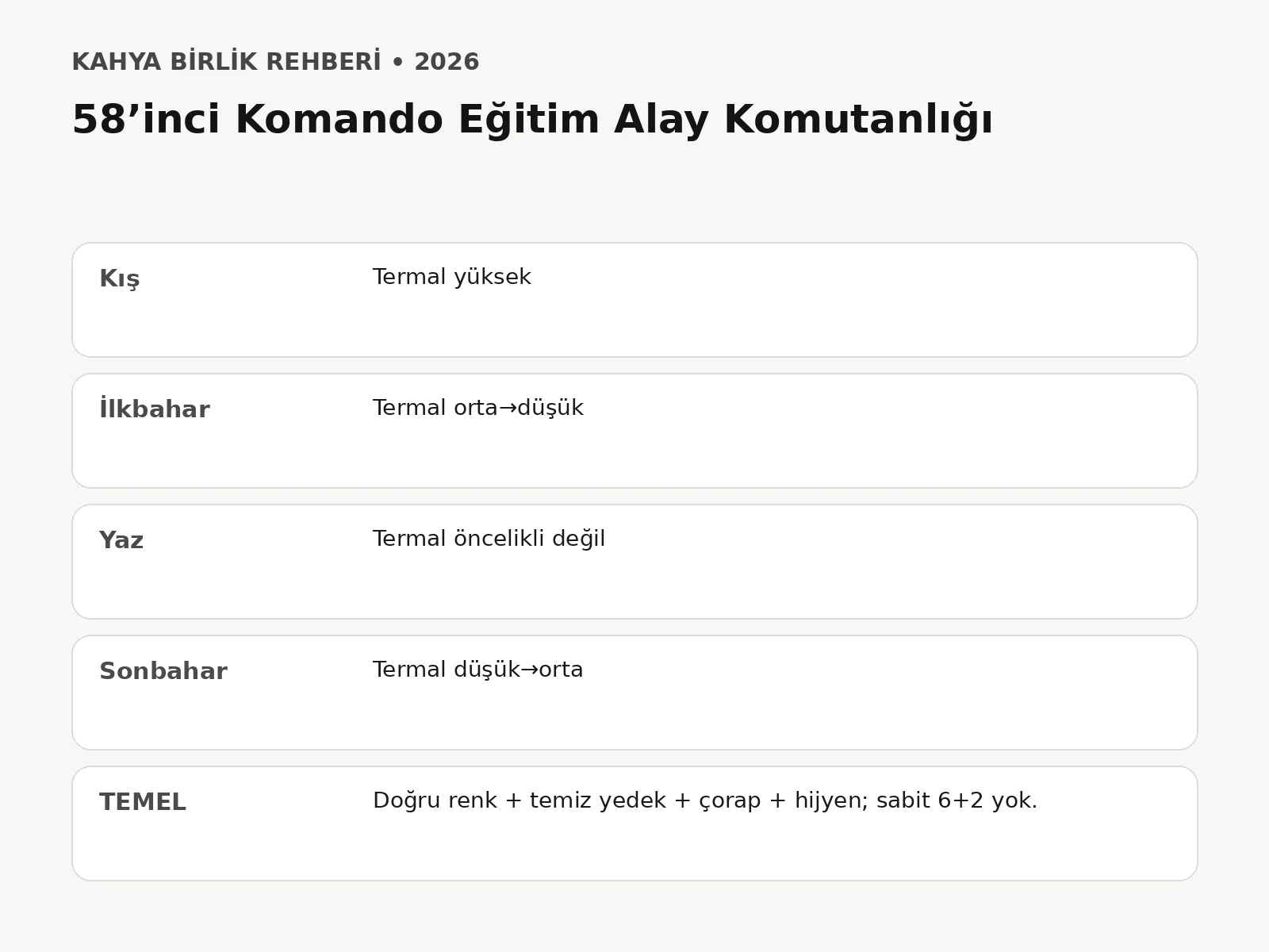 58’inci Komando Eğitim Alay Komutanlığı - mevsim hazirlik