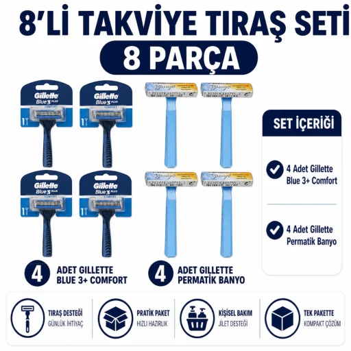Takviye Traş Seti — 8 Parça